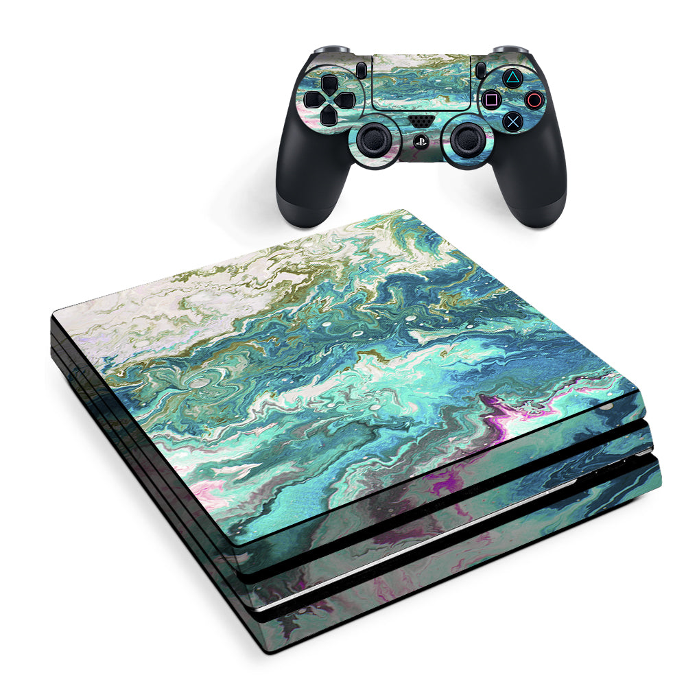 Marble Pattern Blue Ocean Green Sony PS4 Pro Skin