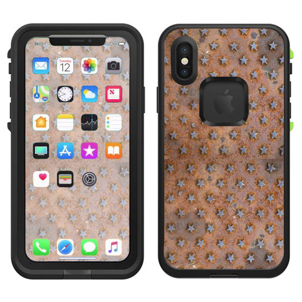  Patina Copper Stars Metal Lifeproof Fre Case iPhone X Skin