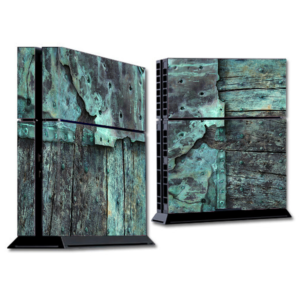  Patina Metal And Wood Blue Sony Playstation PS4 Skin