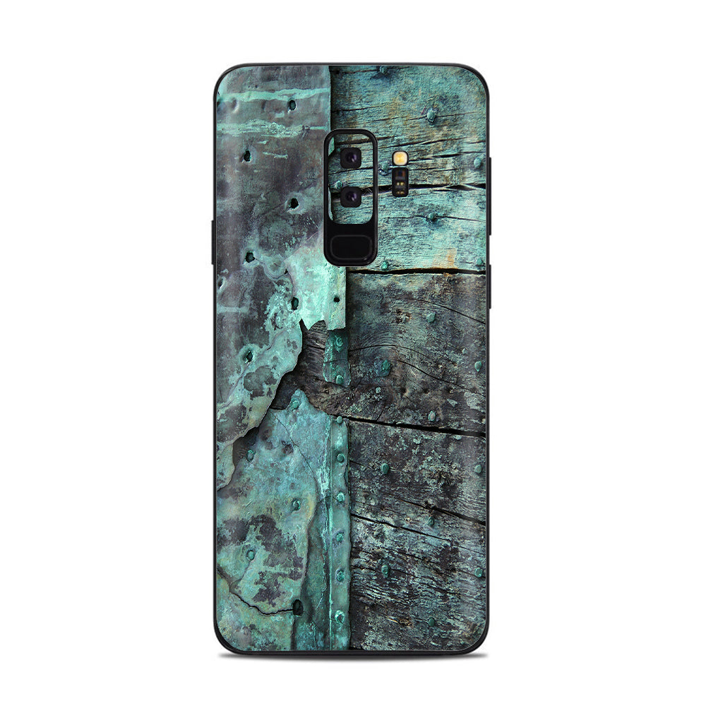  Patina Metal And Wood Blue Samsung Galaxy S9 Plus Skin
