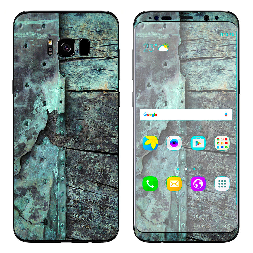  Patina Metal And Wood Blue Samsung Galaxy S8 Skin