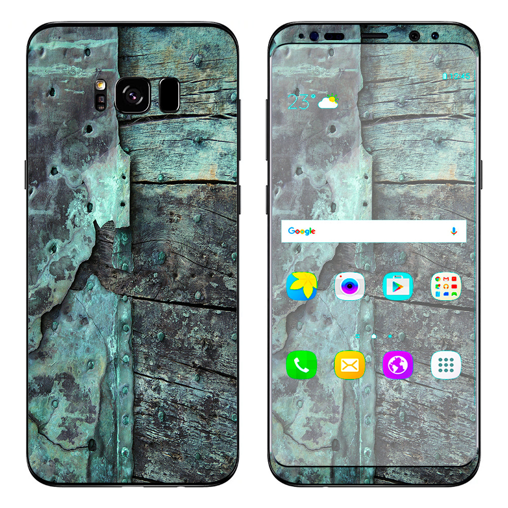  Patina Metal And Wood Blue Samsung Galaxy S8 Plus Skin