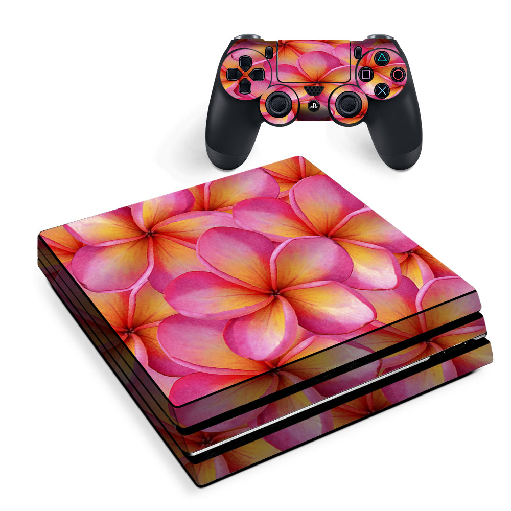 Plumerias Pink Flowers Sony PS4 Pro Skin