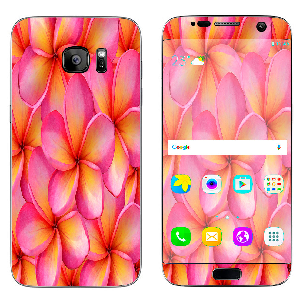  Plumerias Pink Flowers Samsung Galaxy S7 Edge Skin