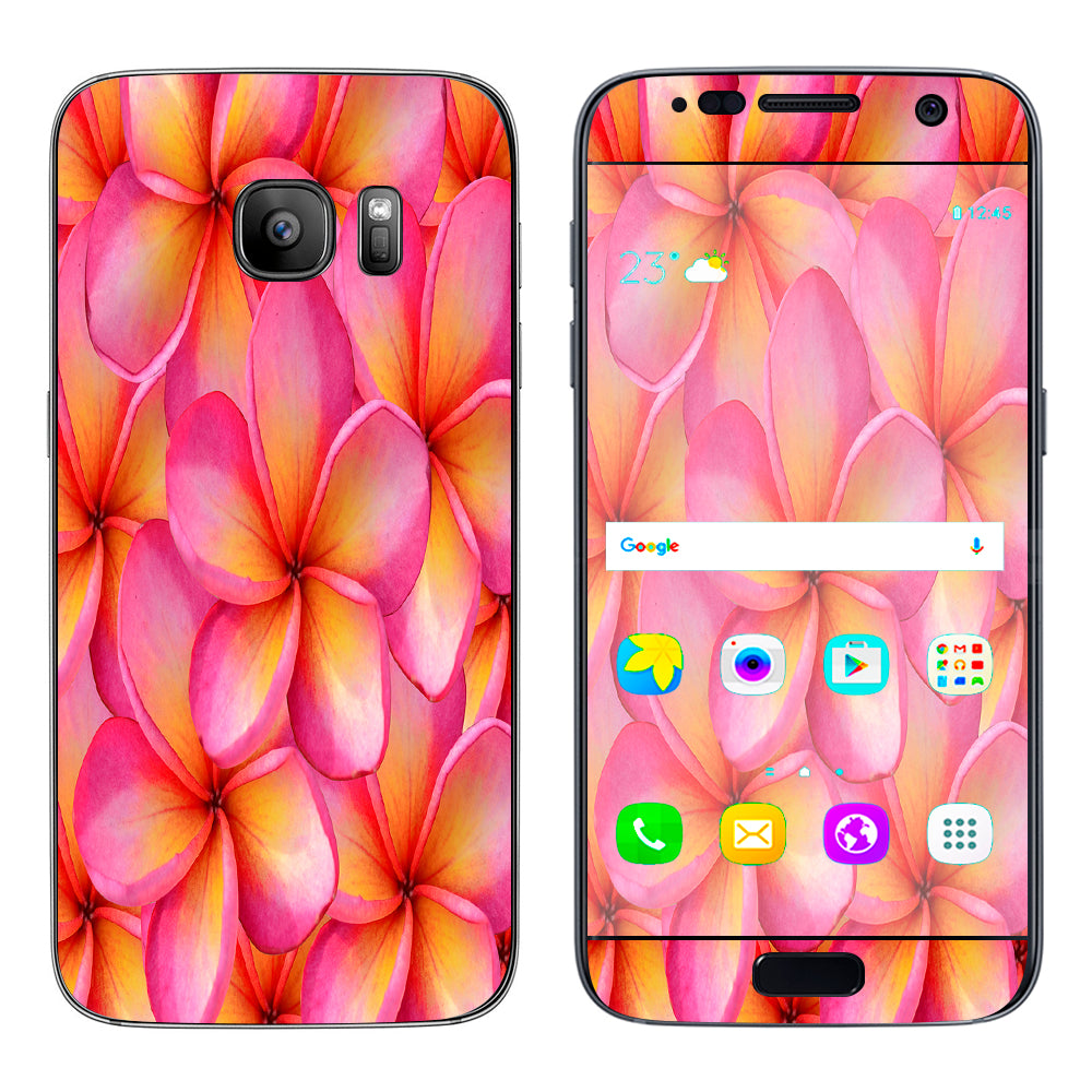 Plumerias Pink Flowers Samsung Galaxy S7 Skin