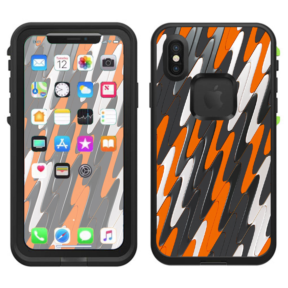  Puzzle Orange Grey Trippy Lifeproof Fre Case iPhone X Skin
