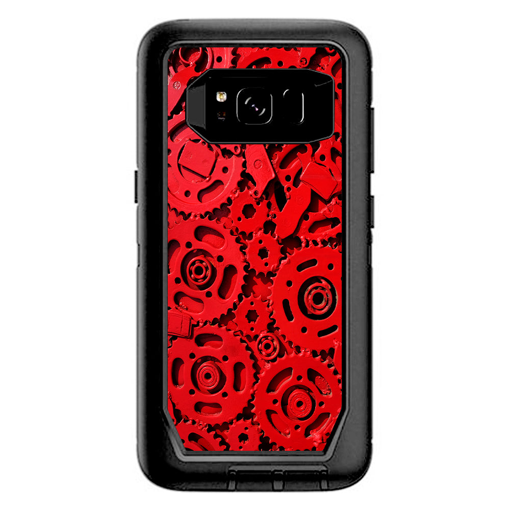  Red Gears Cog Cogs Steam Punk Otterbox Defender Samsung Galaxy S8 Skin