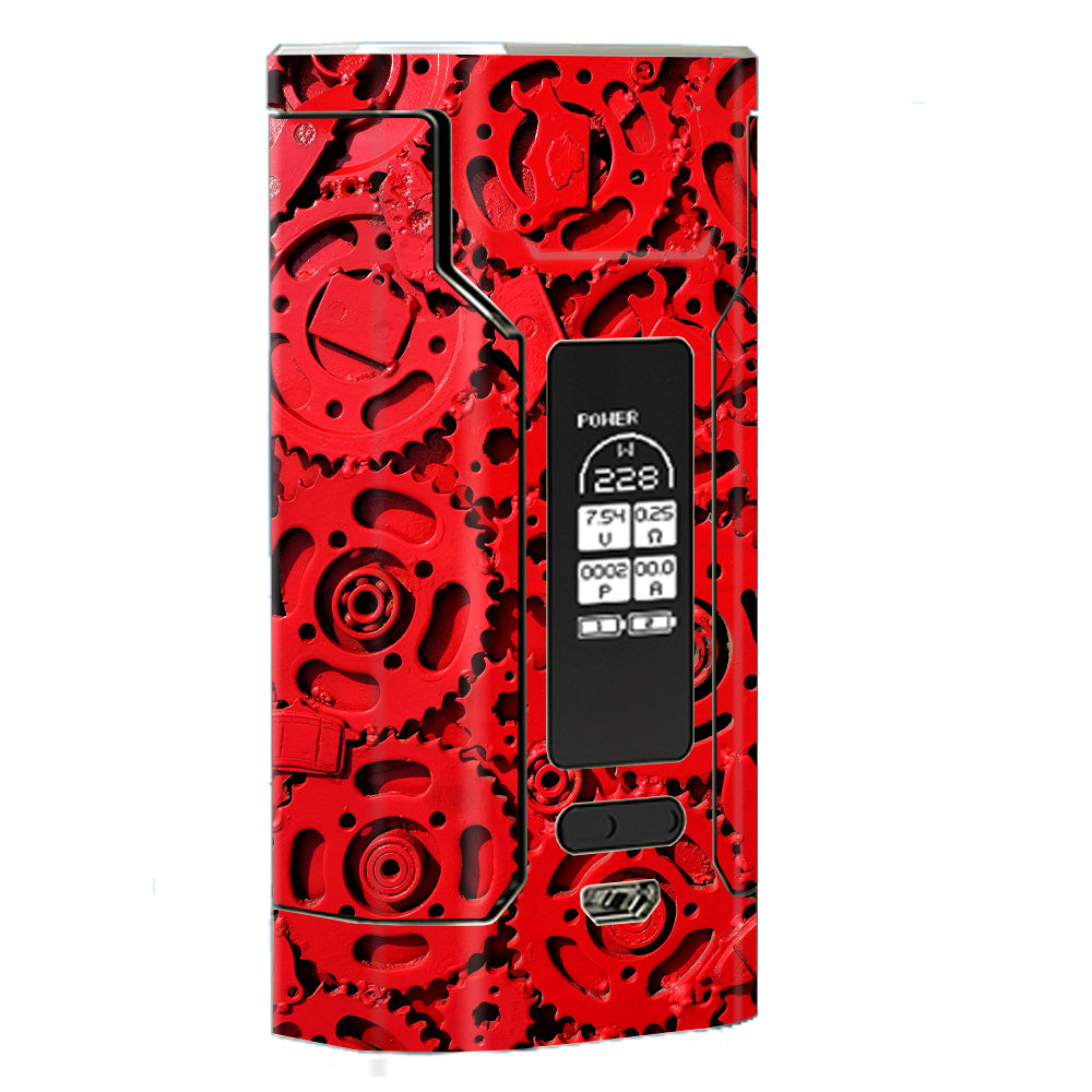 Red Gears Cog Cogs Steam Punk Wismec Predator 228W Skin Red Gears Cog Cogs Steam Punk Wismec Predator 228W Skin