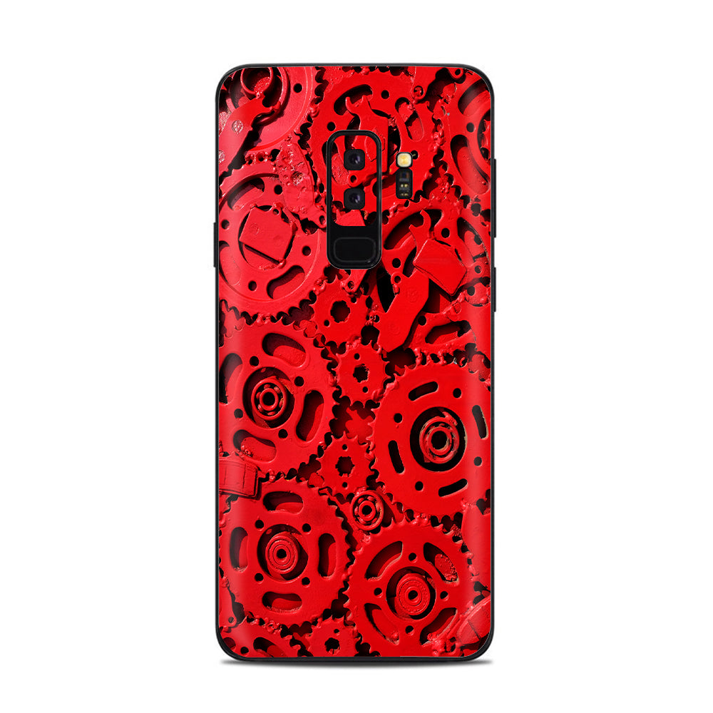  Red Gears Cog Cogs Steam Punk Samsung Galaxy S9 Plus Skin