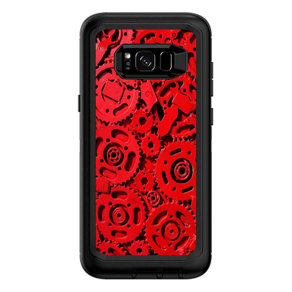  Red Gears Cog Cogs Steam Punk Otterbox Defender Samsung Galaxy S8 Plus Skin