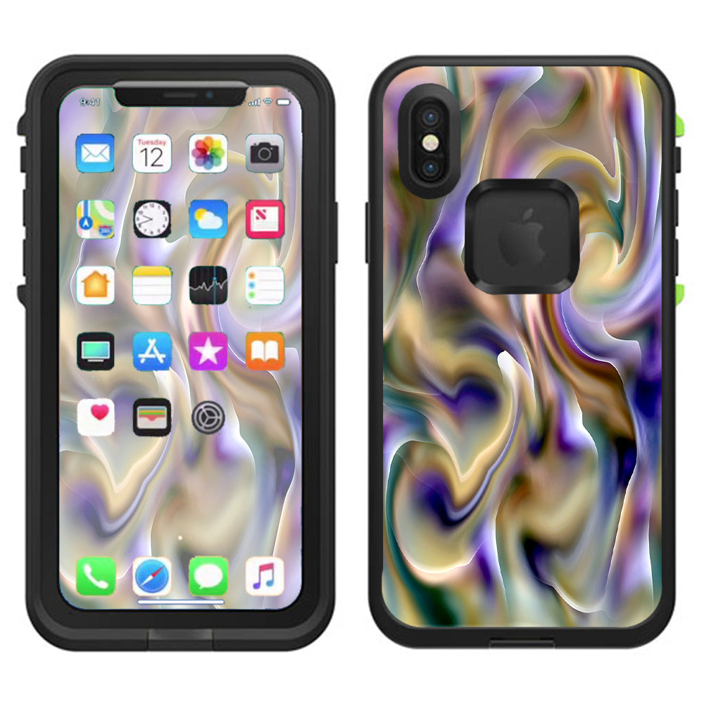  Resin Swirl Opalescent Oil Slick Lifeproof Fre Case iPhone X Skin