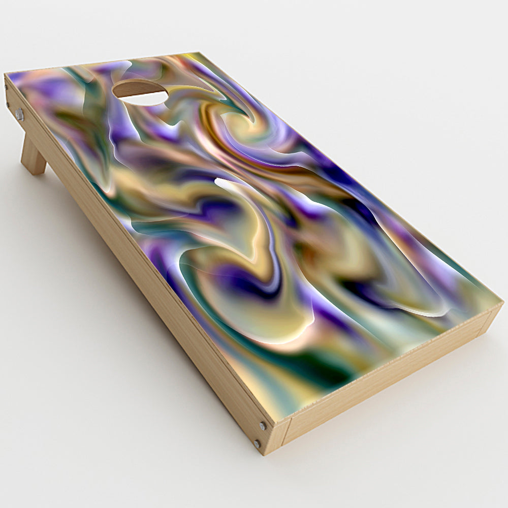  Resin Swirl Opalescent Oil Slick  Cornhole Game Board (2 pcs.) Skin
