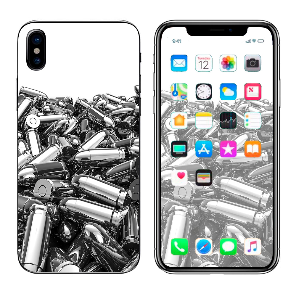  Silver Bullets Polished Black White Apple iPhone X Skin