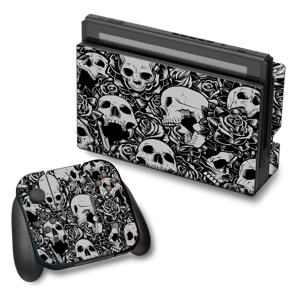  Skulls N Roses Black White Screaming Nintendo Switch Skin