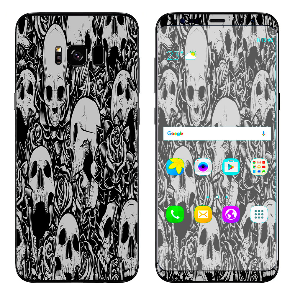  Skulls N Roses Black White Screaming Samsung Galaxy S8 Skin