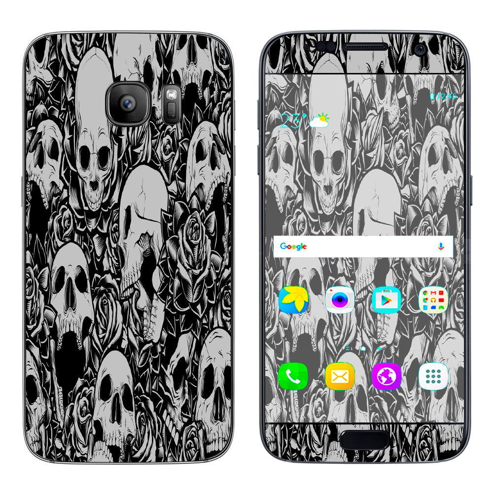  Skulls N Roses Black White Screaming Samsung Galaxy S7 Skin