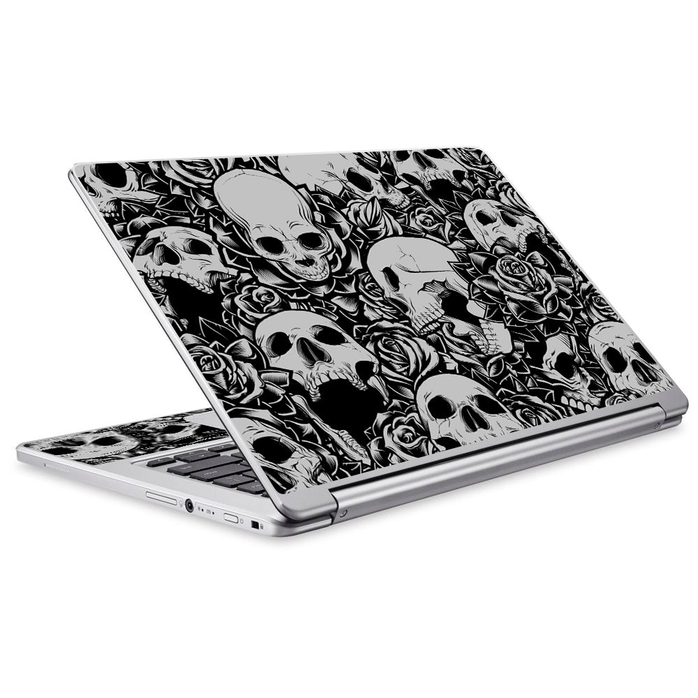 Skulls N Roses Black White Screaming Acer Chromebook R13 Skin