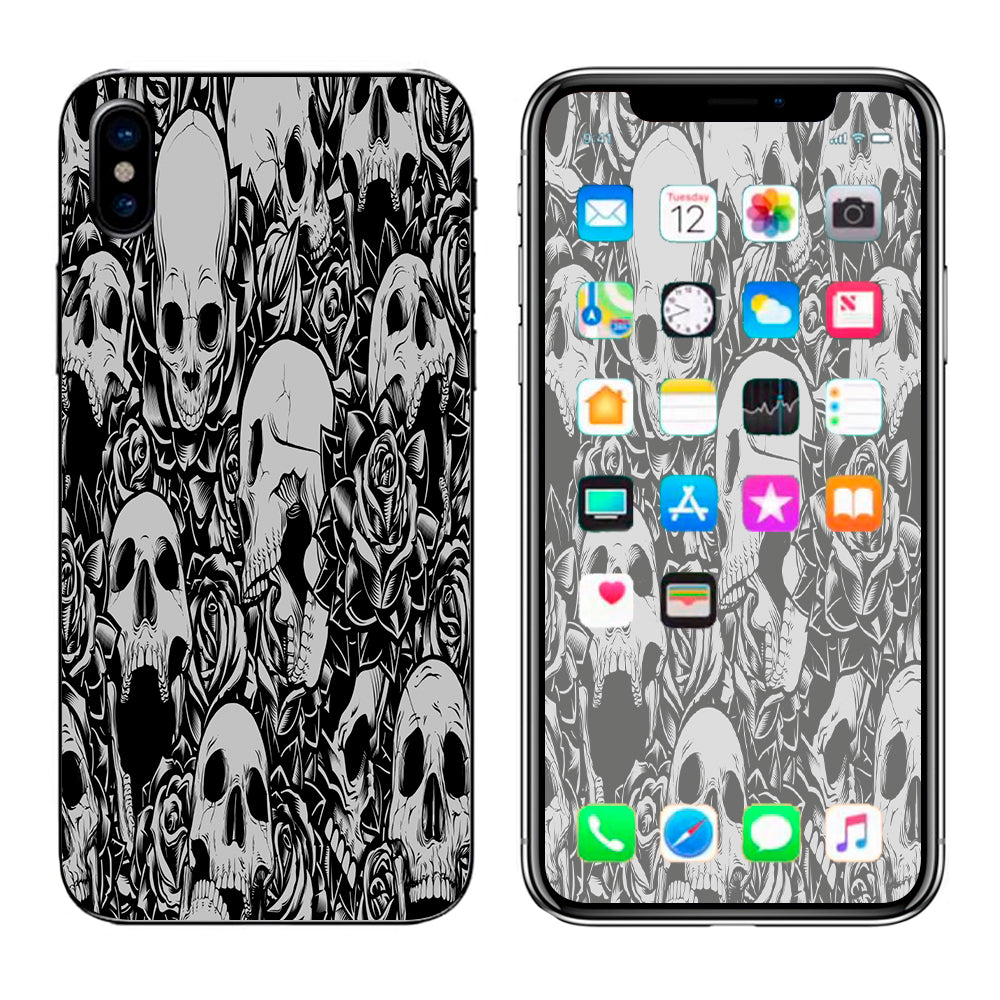  Skulls N Roses Black White Screaming Apple iPhone X Skin