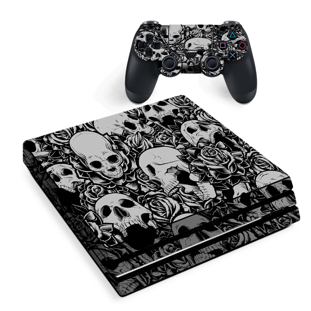 Skulls N Roses Black White Screaming Sony PS4 Pro Skin