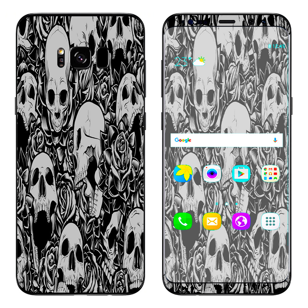  Skulls N Roses Black White Screaming Samsung Galaxy S8 Plus Skin