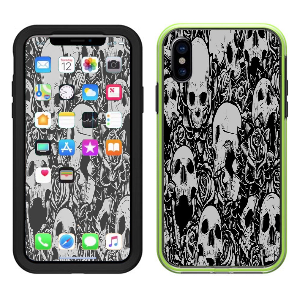  Skulls N Roses Black White Screaming Lifeproof Slam Case iPhone X Skin