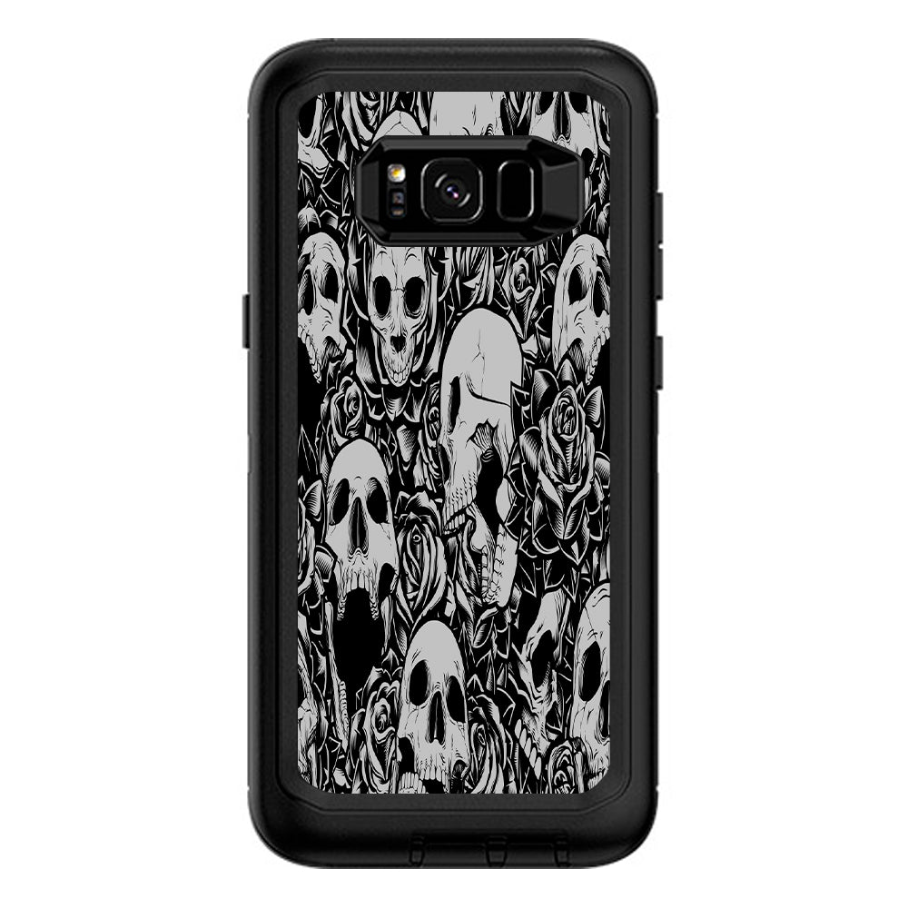  Skulls N Roses Black White Screaming Otterbox Defender Samsung Galaxy S8 Plus Skin