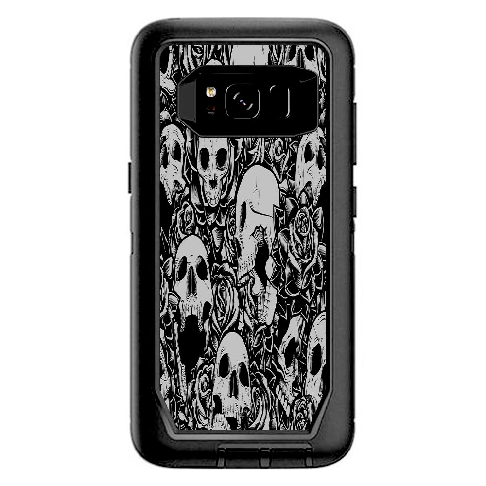  Skulls N Roses Black White Screaming Otterbox Defender Samsung Galaxy S8 Skin
