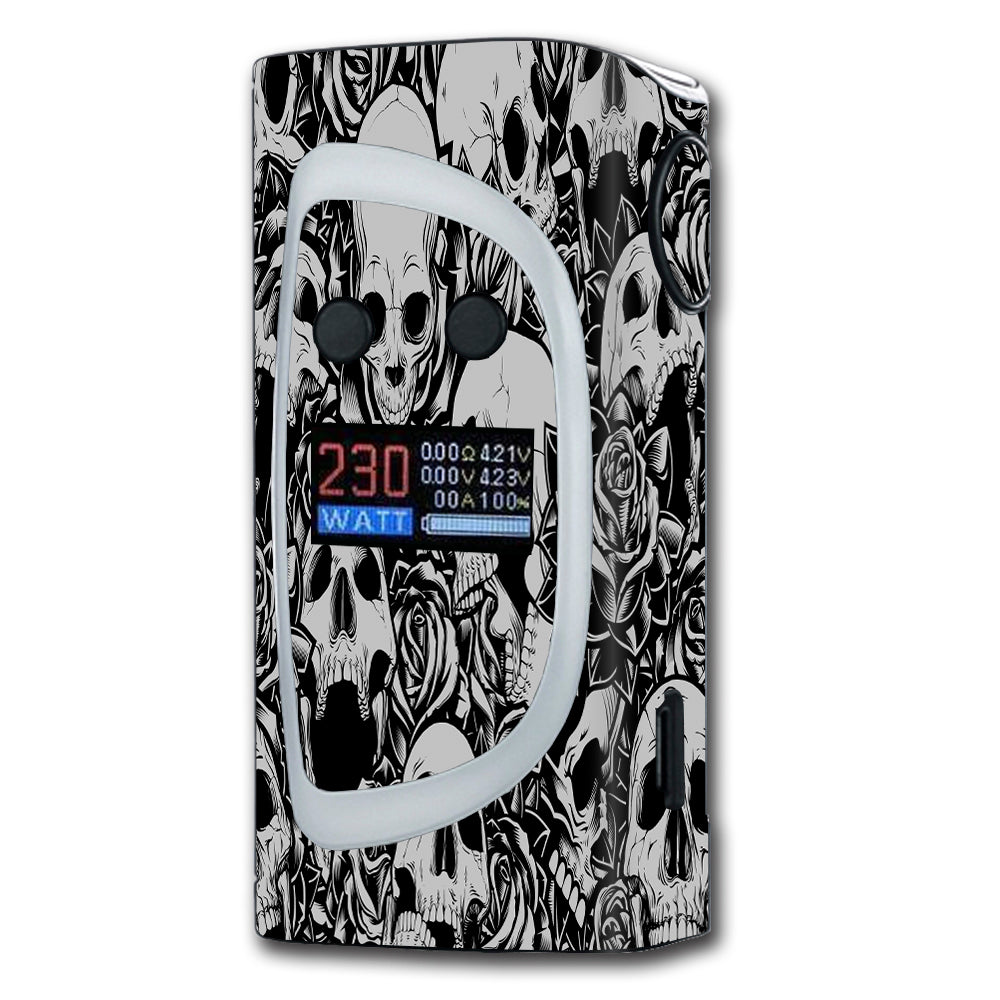 Skin Decal for Sigelei Kaos Spectrum 230W Vape / Skulls n Roses Black White  Screaming  itsaskin.com