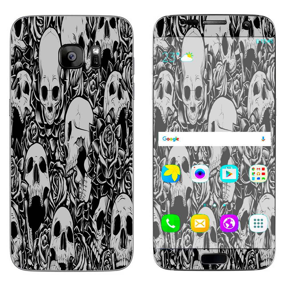  Skulls N Roses Black White Screaming Samsung Galaxy S7 Edge Skin