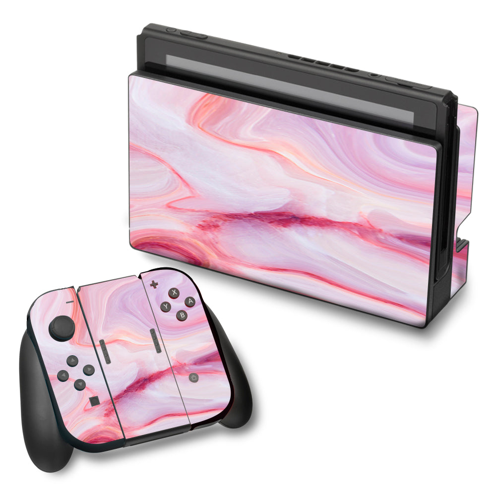  Pink Stone Marble Geode Nintendo Switch Skin