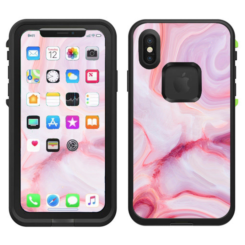  Pink Stone Marble Geode Lifeproof Fre Case iPhone X Skin