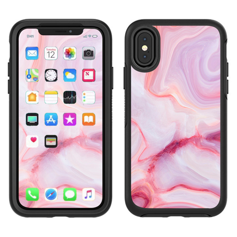  Pink Stone Marble Geode Otterbox Defender Apple iPhone X Skin