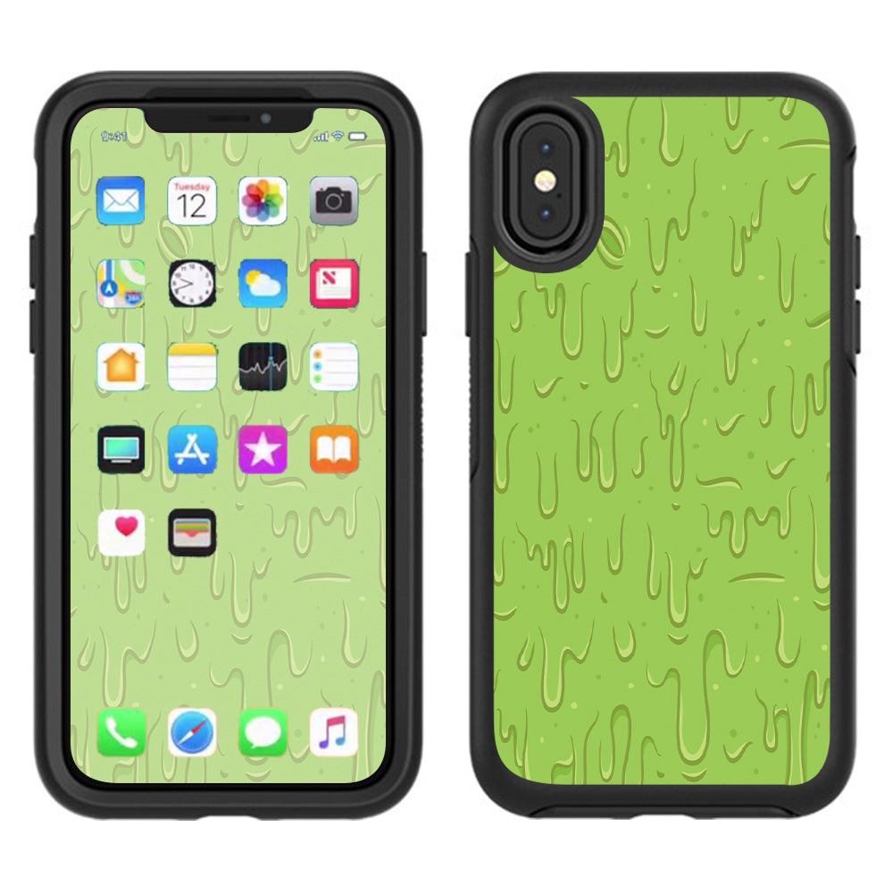  Dripping Cartoon Slime Green Otterbox Defender Apple iPhone X Skin