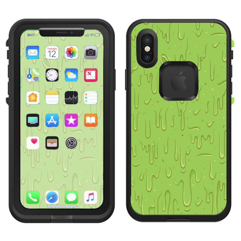  Dripping Cartoon Slime Green Lifeproof Fre Case iPhone X Skin