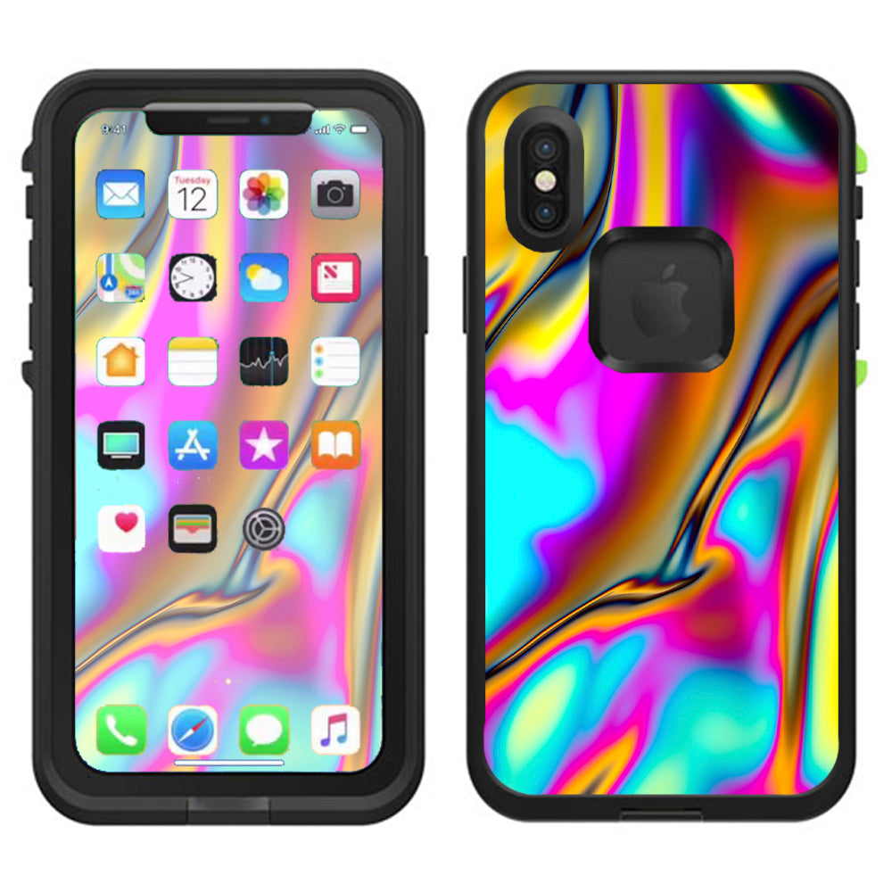  Oil Slick Resin Iridium Glass Colors Lifeproof Fre Case iPhone X Skin