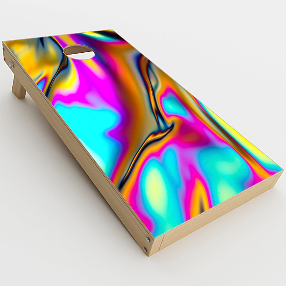  Oil Slick Resin Iridium Glass Colors  Cornhole Game Board (2 pcs.) Skin
