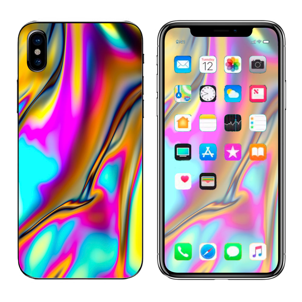  Oil Slick Resin Iridium Glass Colors Apple iPhone X Skin
