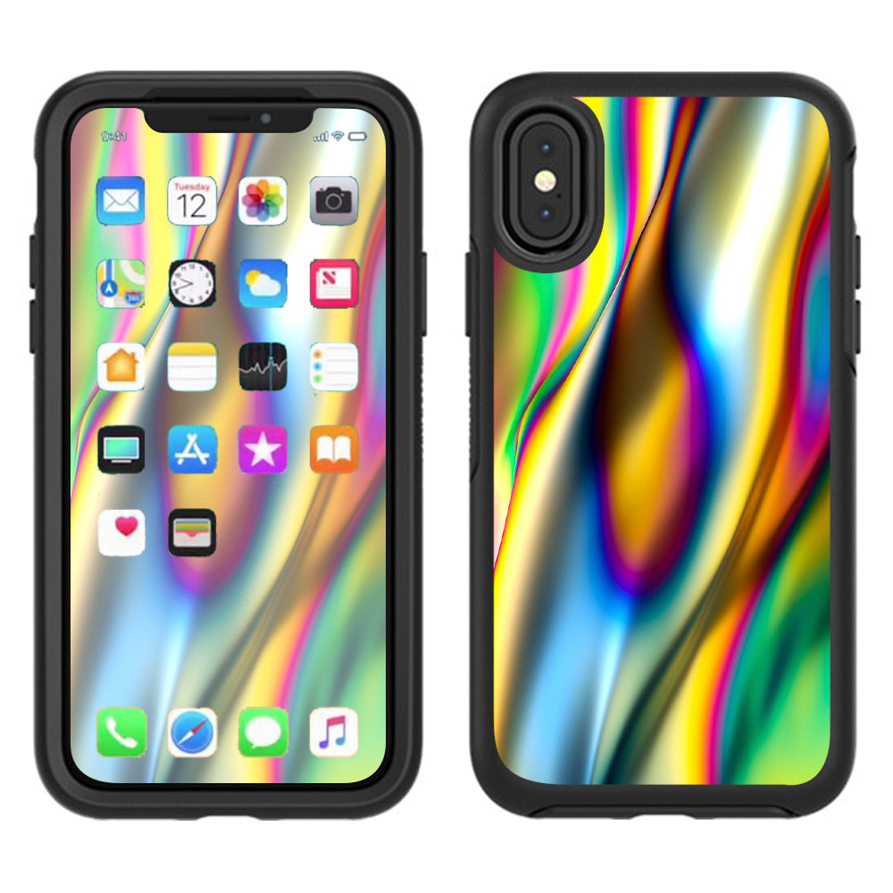  Oil Slick Rainbow Opalescent Design Awesome Otterbox Defender Apple iPhone X Skin