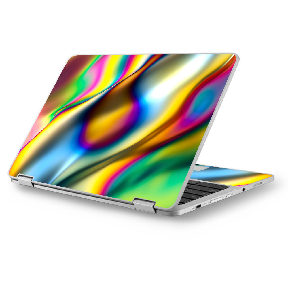  Oil Slick Rainbow Opalescent Design Awesome Asus Chromebook Flip 12.5" Skin