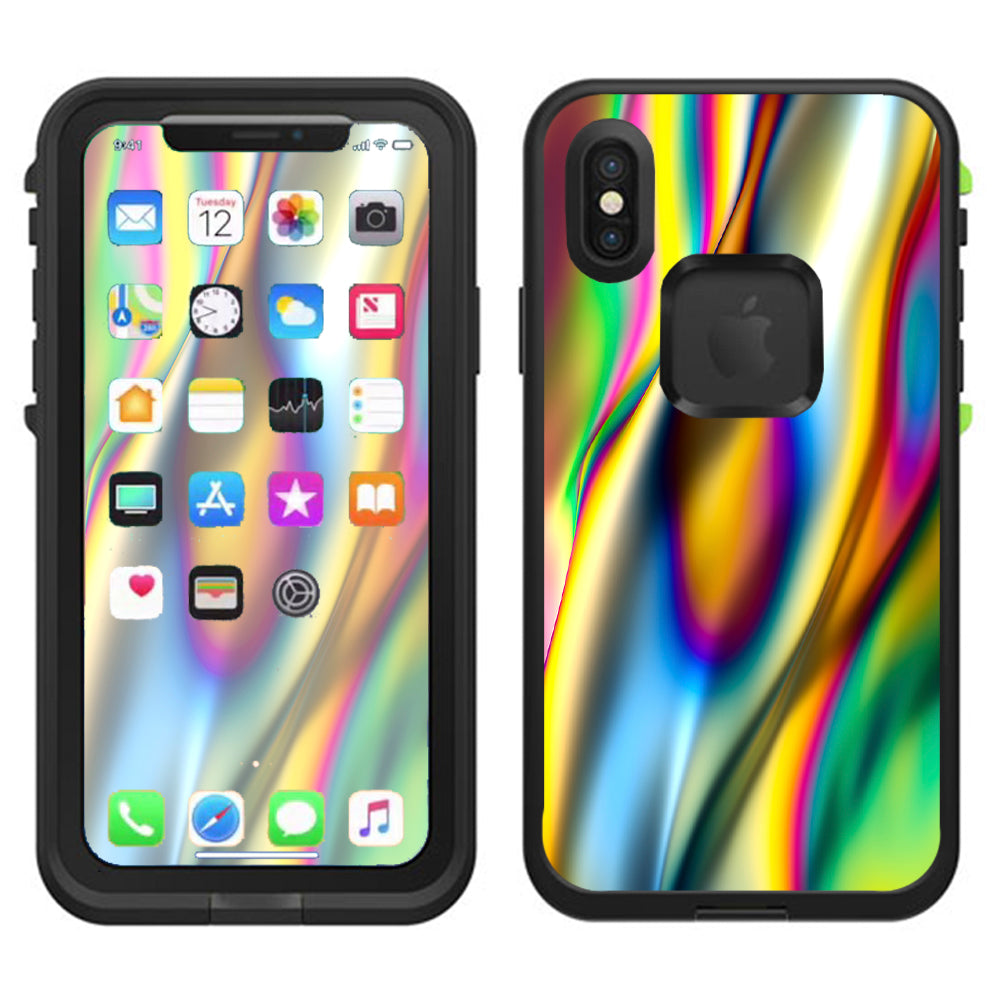  Oil Slick Rainbow Opalescent Design Awesome Lifeproof Fre Case iPhone X Skin