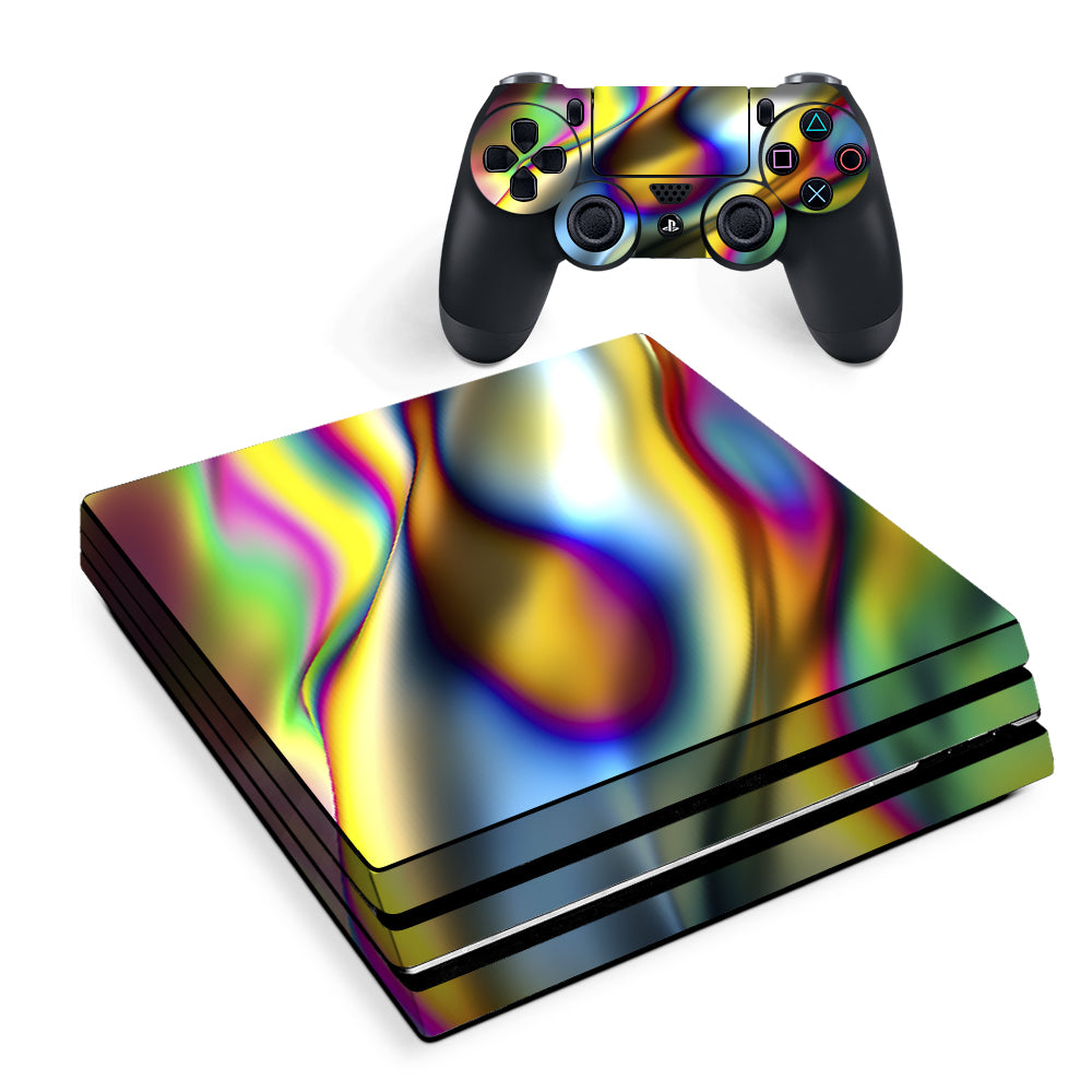 Oil Slick Rainbow Opalescent Design Awesome Sony PS4 Pro Skin