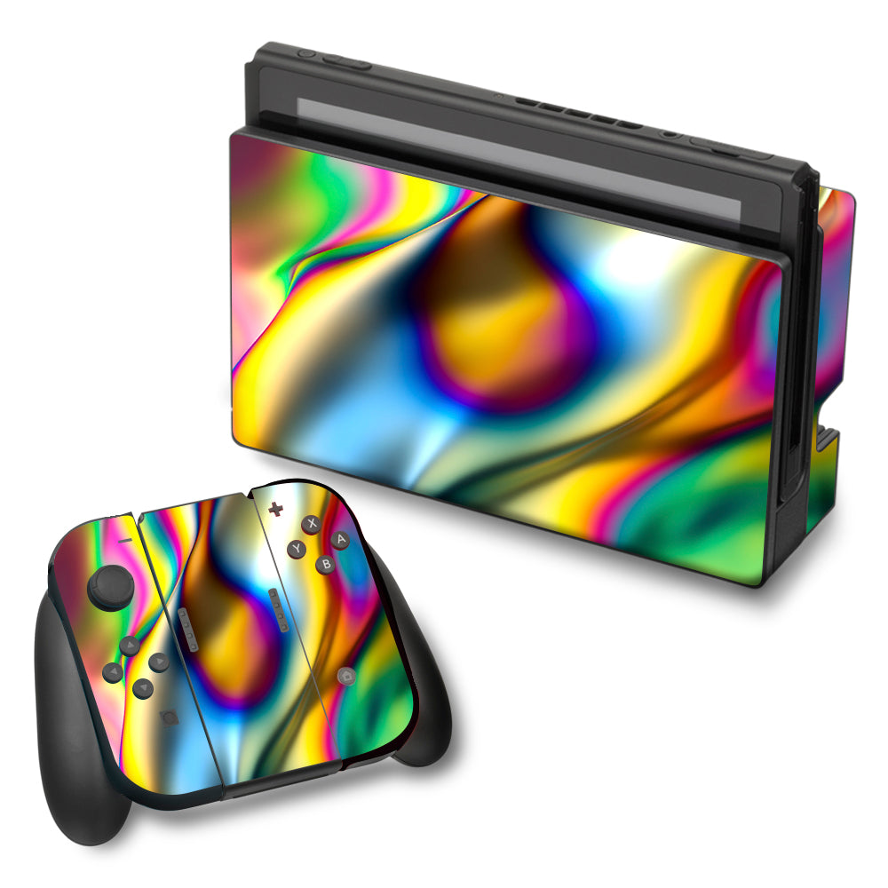  Oil Slick Rainbow Opalescent Design Awesome Nintendo Switch Skin