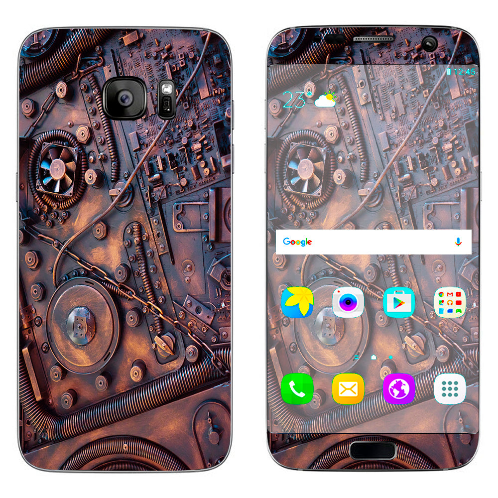  Steampunk Metal Panel Vault Fan Gear Samsung Galaxy S7 Edge Skin