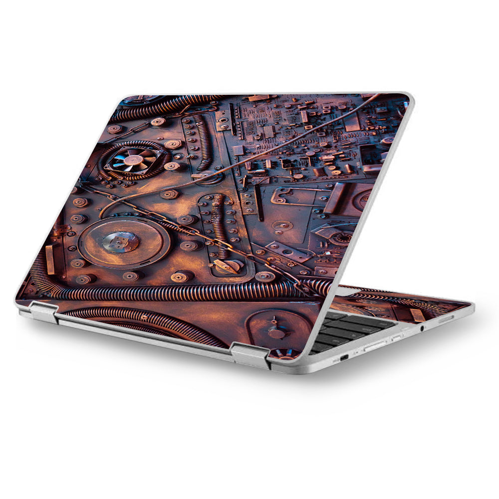  Steampunk Metal Panel Vault Fan Gear Asus Chromebook Flip 12.5" Skin