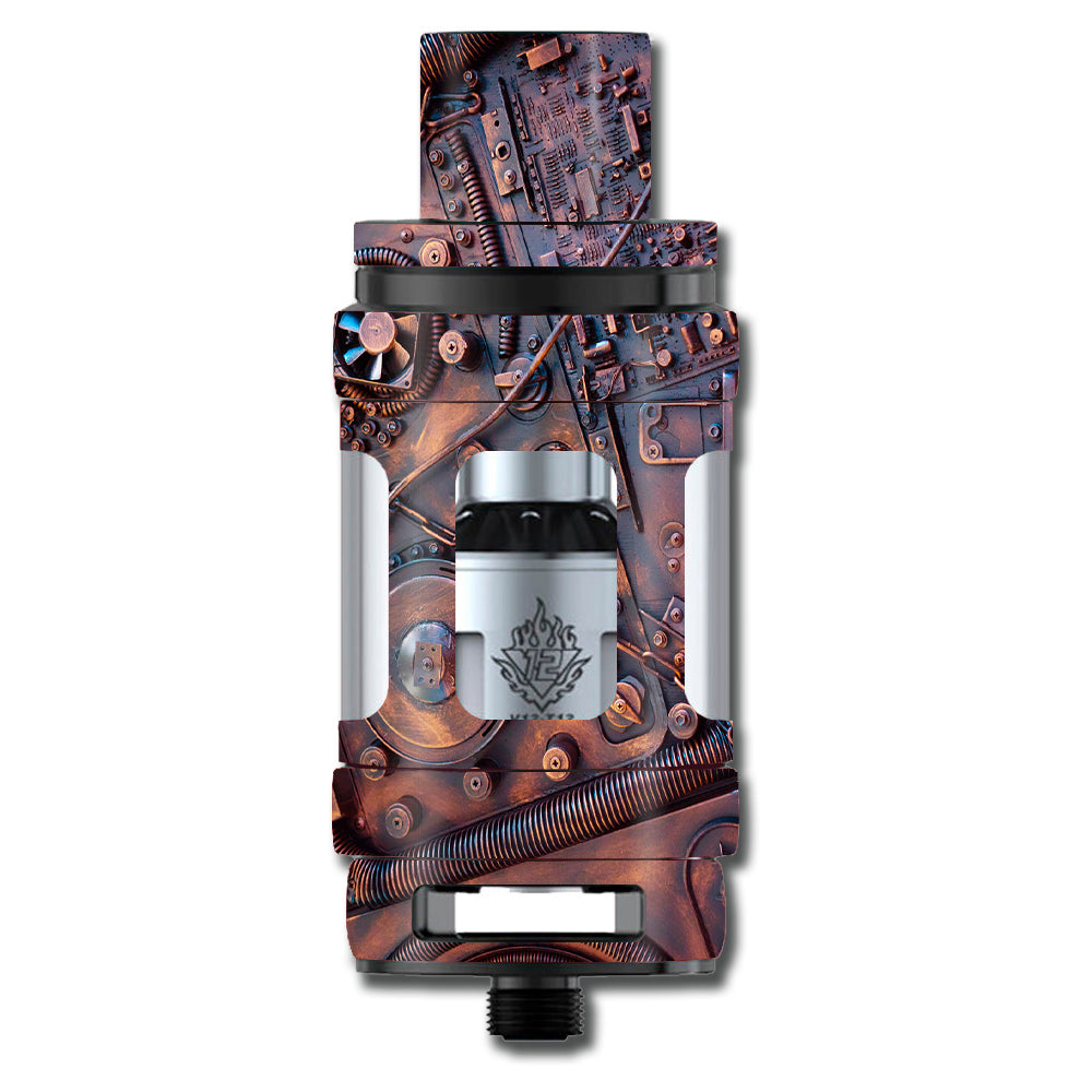 steampunk vape mod Skin Decal for Smok TFV12 Cloud King Beast Tank Vape / Steampunk Metal Panel Vault Fan Gear – itsaskin.com
