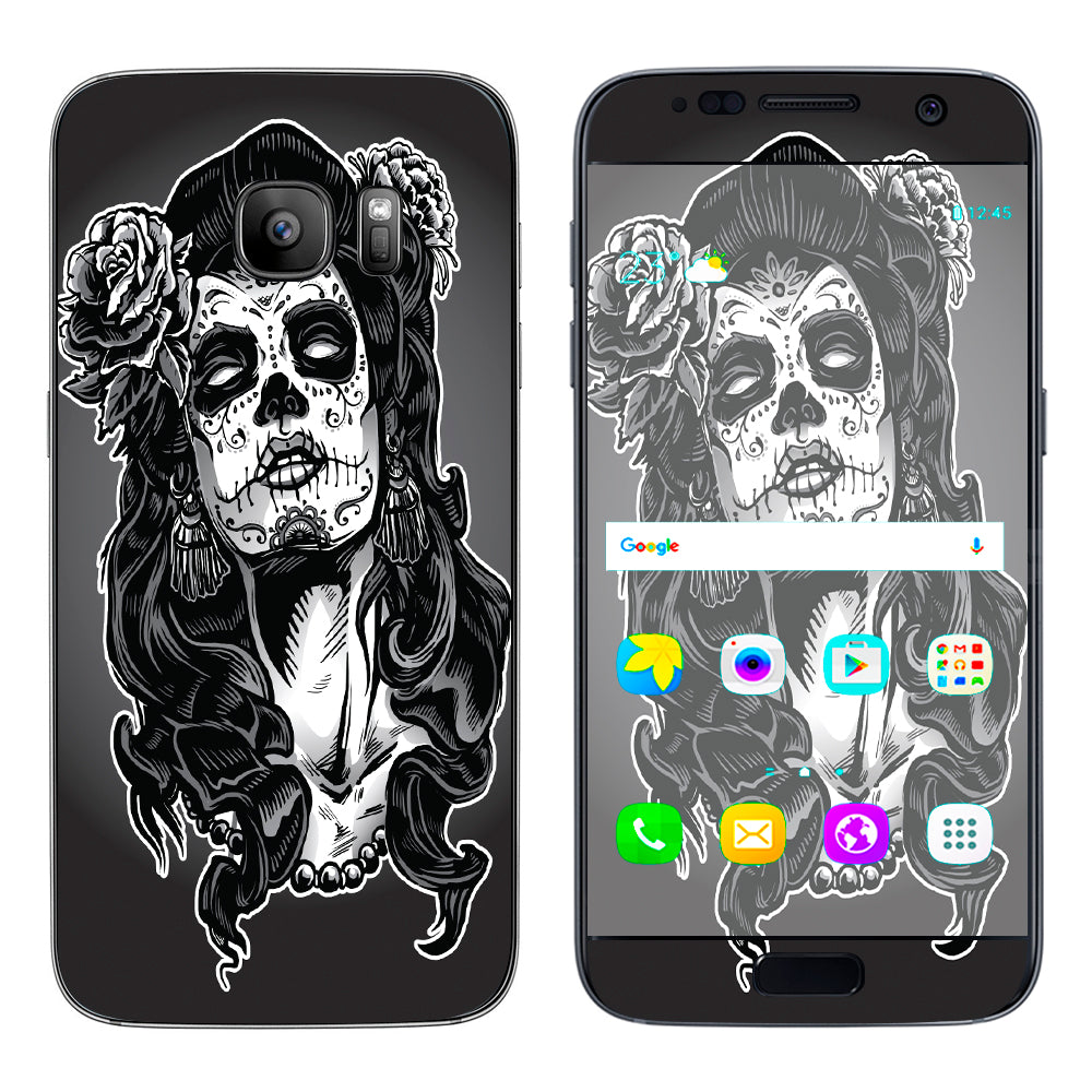  Sugar Skull Girl Dia De Los Meurtos Samsung Galaxy S7 Skin