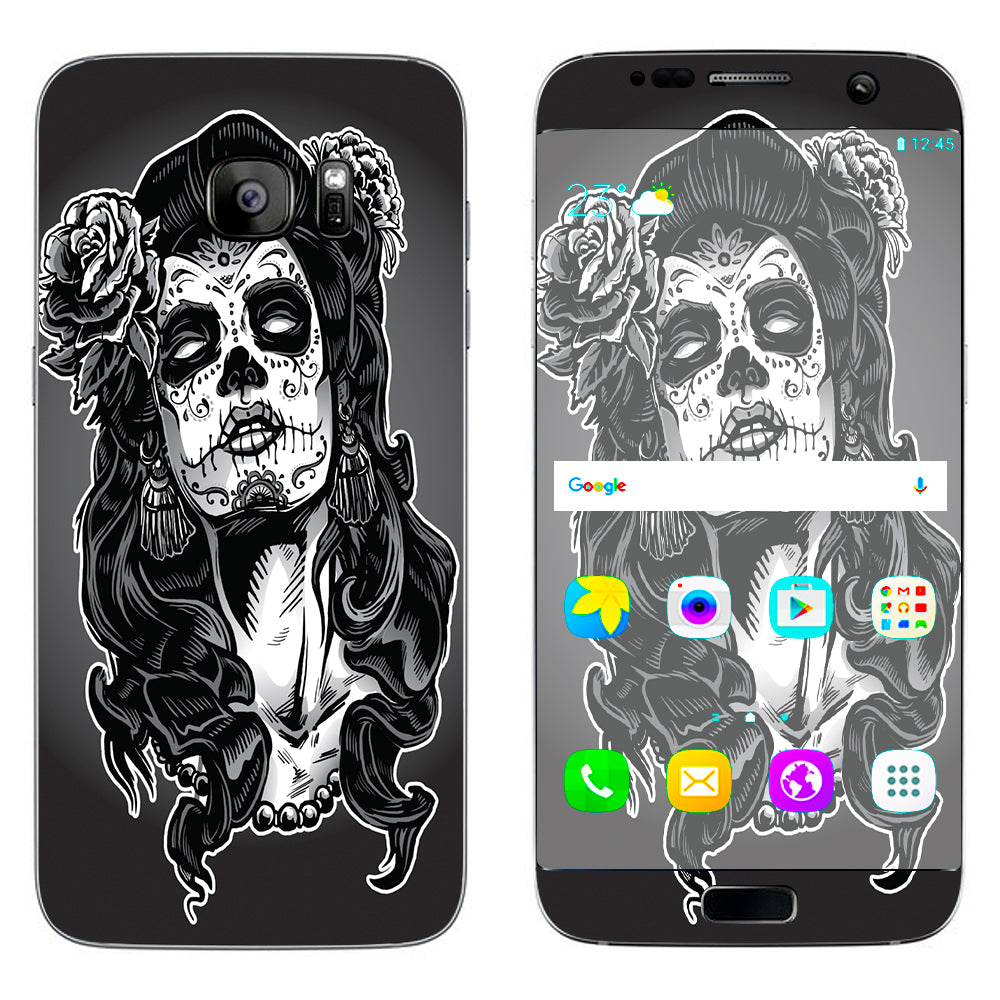  Sugar Skull Girl Dia De Los Meurtos Samsung Galaxy S7 Edge Skin