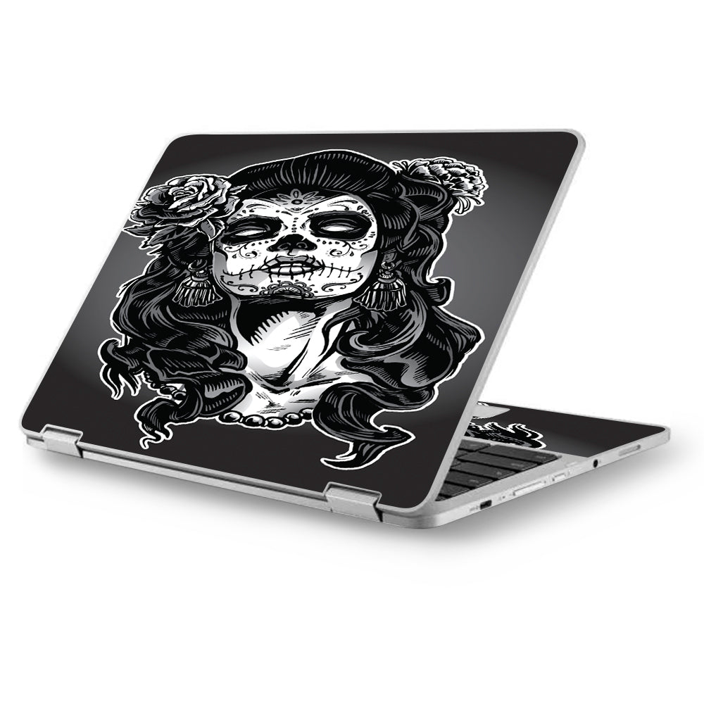  Sugar Skull Girl Dia De Los Meurtos Asus Chromebook Flip 12.5" Skin
