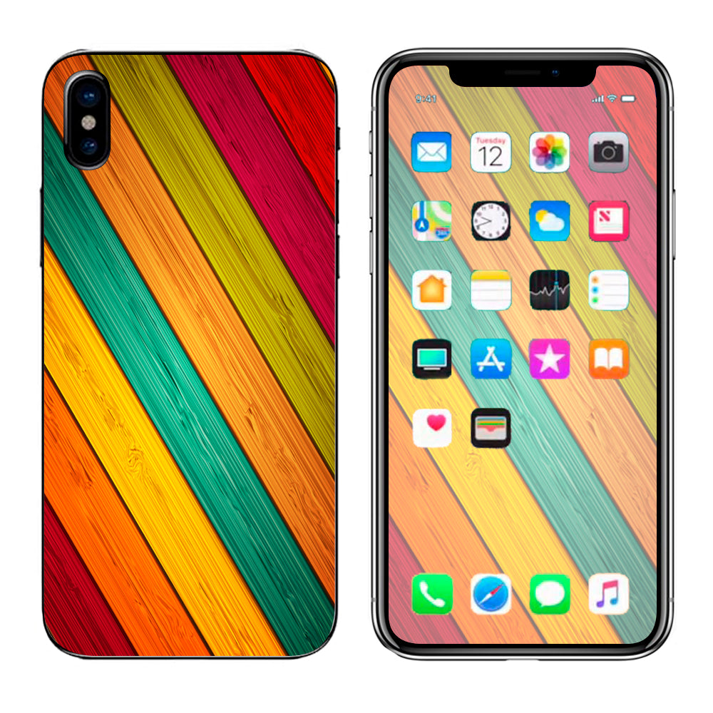  Color Wood Planks Apple iPhone X Skin