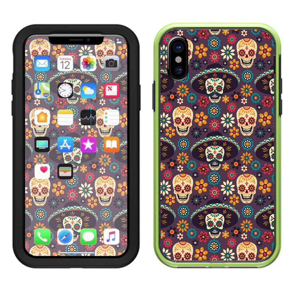  Sugar Skulls Sombrero Day Of The Dead Lifeproof Slam Case iPhone X Skin